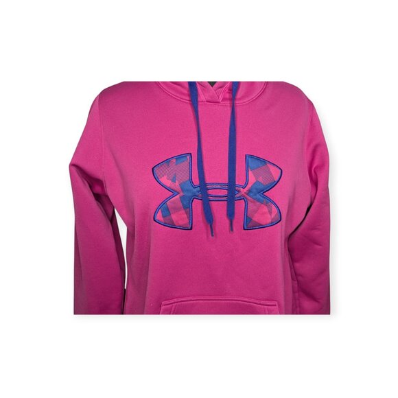 Under Armour Vibrant Pink Hoodie with Blue Accent Size Medium - Picture 4 of 15